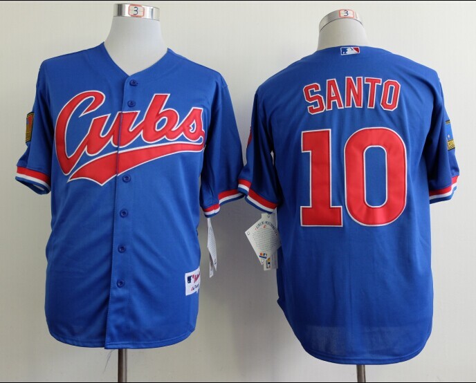 Men Chicago Cubs #10 Santo Blue Throwback 1994 MLB Jerseys->chicago cubs->MLB Jersey